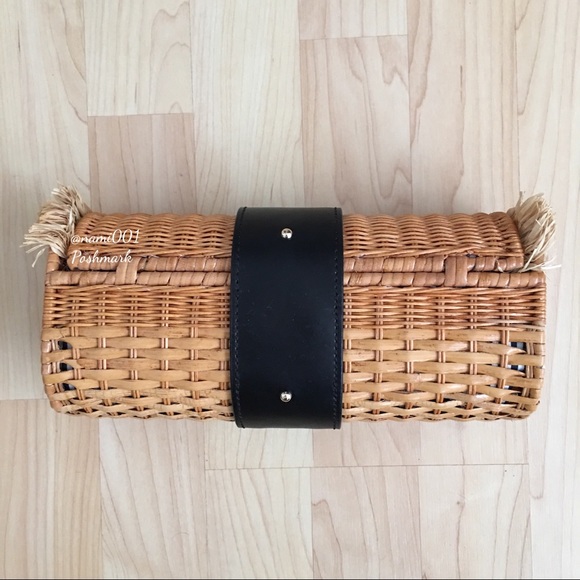 Kate Spade Small Basket Clutch Tan & Black - NWT - Picture 3 of 7